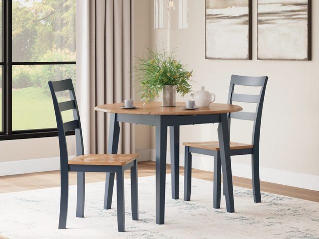 Signature Design by Ashley® Gesthaven 3-Piece Natural/Blue Dining Table Set-3