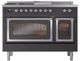 Ilve® Nostalgie II Noblesse 48'' Graphite Matte Pro Style Dual Fuel Range with Chrome Trim-1