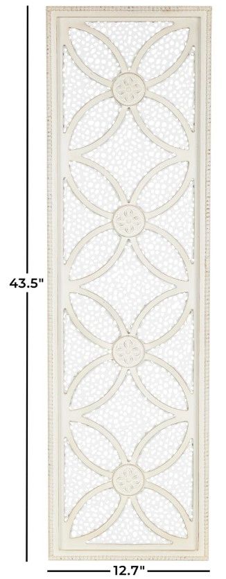 Deco Marche White Floral Panel Wall Decor-3