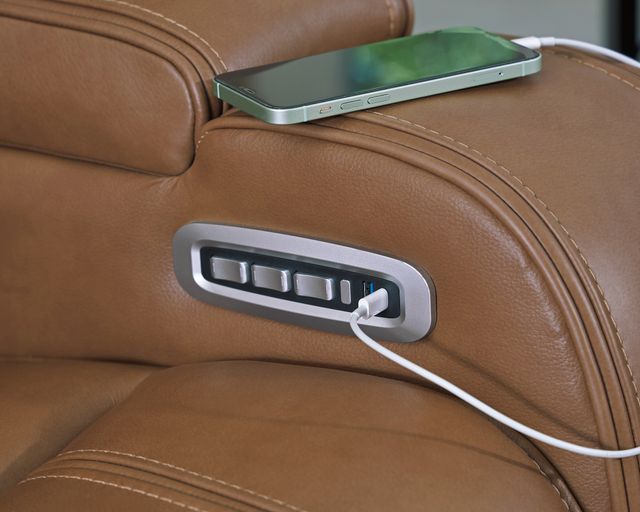 Signature Design by Ashley® Knightington Caramel Power Reclining Sofa with Audio Seating-4