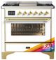 Ilve® Majestic III 36" Custom Pro Style Dual Fuel Natural Gas Range with Solid Door and Brass Trim-0