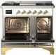 Ilve® Majestic III 40" White Pro Style Dual Fuel Liquid Propane Range with Solid Door and Brass Trim-1