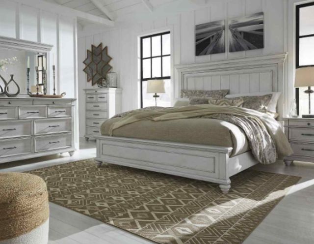 Benchcraft® Kanwyn 3-Piece Whitewash Queen Panel Bed Set-4