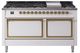 Ilve® Nostalgie II Noblesse 60'' White Pro Style Dual Fuel Range with Brass Trim-0