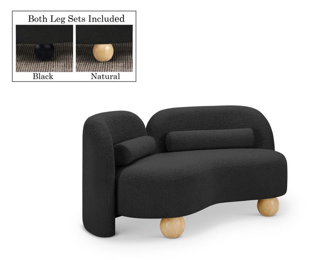 Meridian Furniture Daphne Black 64" Boucle Fabric Loveseat-1