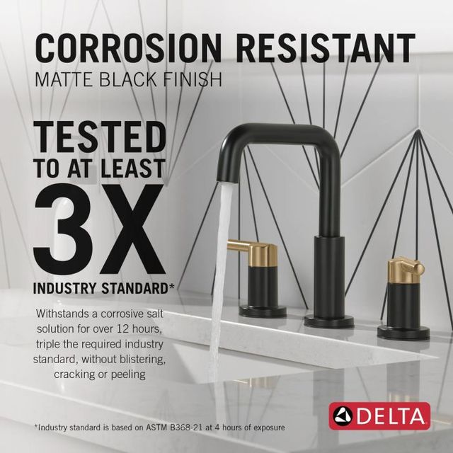 Delta Nicoli® Champagne Bronze/Matte Black 8" 2-Handle Widespread Bathroom Faucet-4