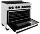 ZLINE Autograph Edition 36" Satin Stainless Steel Pro Style Dual Fuel Range with White Matte Door-3