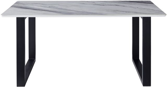 Mazin Furniture Leander White Sintered Stone Top Dining Table with Black Metal Legs-1