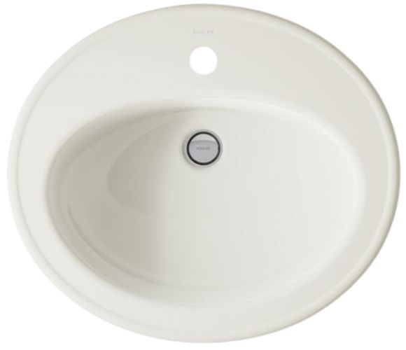Kohler Pennington® Biscuit 20.25" Single Faucet Hole Oval Drop-In Bathroom Sink-1