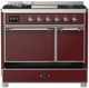 Ilve® Majestic III 40" Burgundy Pro Style Dual Fuel Liquid Propane Range with Solid Door and Chrome Trim-1
