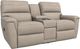 La-Z-Boy® Ava Ivory Leather Manual Reclining Loveseat with Console-0