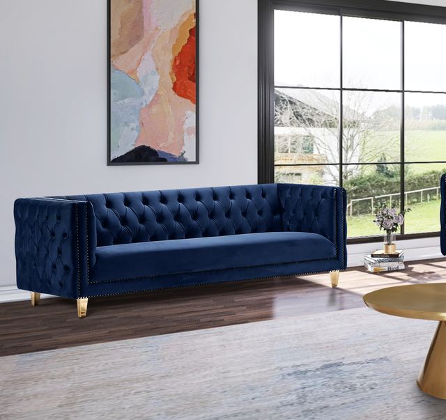 Meridian Furniture Michelle Navy Velvet Sofa-1