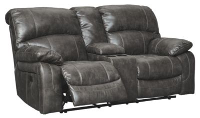 Signature Design by Ashley® Dunwell Steel Power Reclining Loveseat with Console and Adjustable Headrest-0