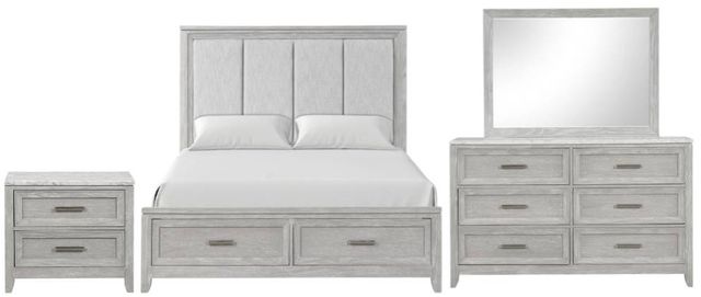 New Classic® Home Furnishings Fiona 4-Piece Mist Gray Queen Panel Storage Bedroom Set-0