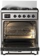 Ilve® Majestic III 30" Stainless Steel Pro Style Dual Fuel Natural Gas Range with Solid Door and Burnished Trim-1