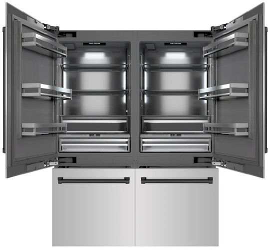ZLINE Autograph Edition 60" 32.2 Cu. Ft. Stainless Steel Built-In French Door Refrigerator with Graphite Gray Interior and Matte Black Accents-1