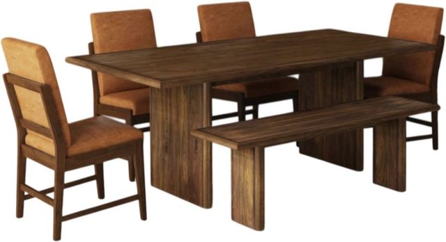 Elements International Brisbane 6-Piece Brown Dining Table Set-0