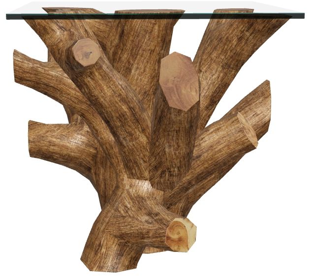 Modus Furniture One Glass Top End Table with Natural Base-2