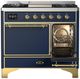 Ilve® Majestic III 40" Midnight Blue Pro Style Dual Fuel Liquid Propane Range with Solid Door and Brass Trim-3