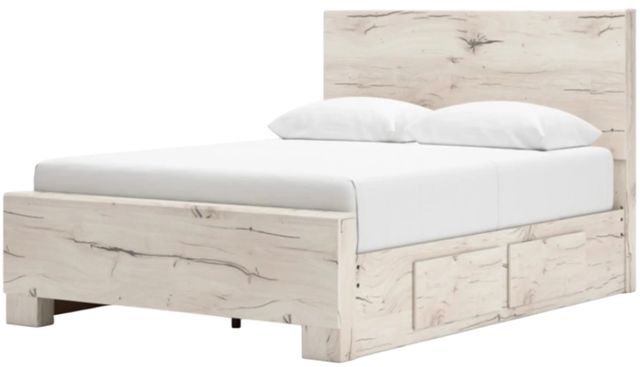 Benchcraft® Lawroy Light Natural Queen Panel Bed with 4-Drawer Storage-4