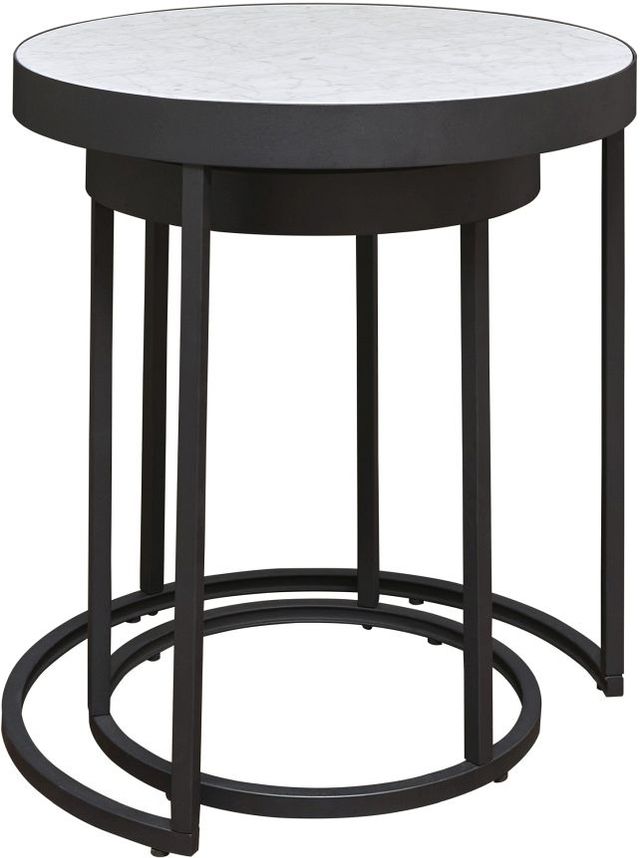 Signature Design by Ashley® Windron 2-Piece White Nesting End Table Set with Black Metal Base-1