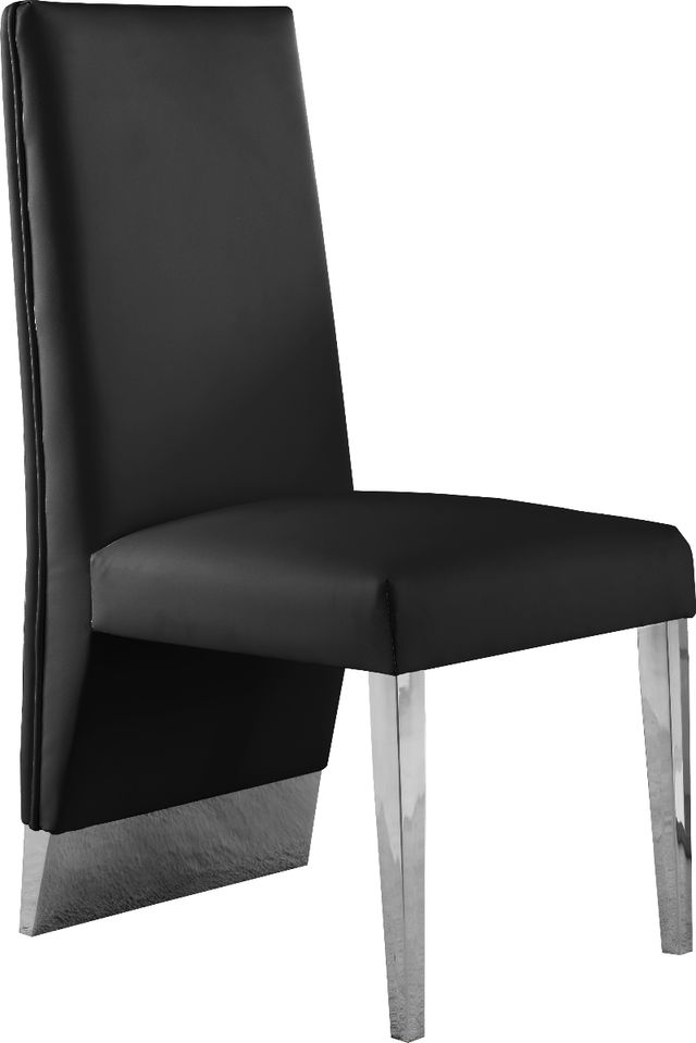 Meridian Furniture Porsha Black/Chrome Vegan Leather Dining Chair-0