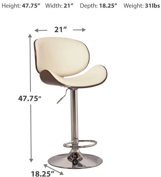 Signature Design by Ashley® Bellatier Bone 48" Adjustable Height Bar Stool-1