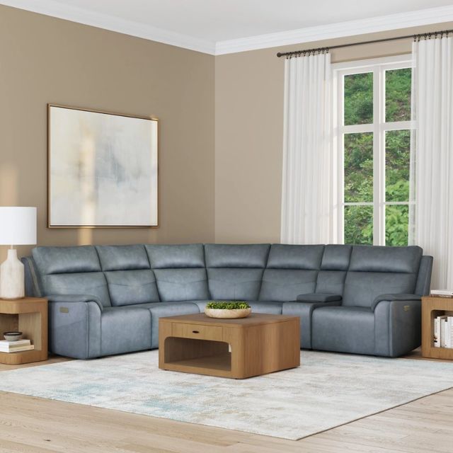 Flexsteel® Vernon 6-Piece Admiral Power Reclining Sectional with Power Headrest and Lumbar-1