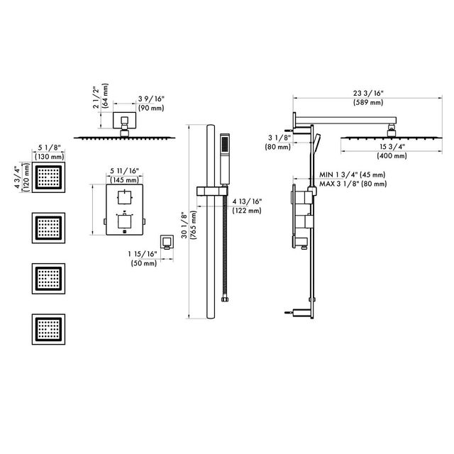 ZLINE Autograph Edition Crystal Bay Champagne Bronze Thermostatic Shower System with Body Jets-4