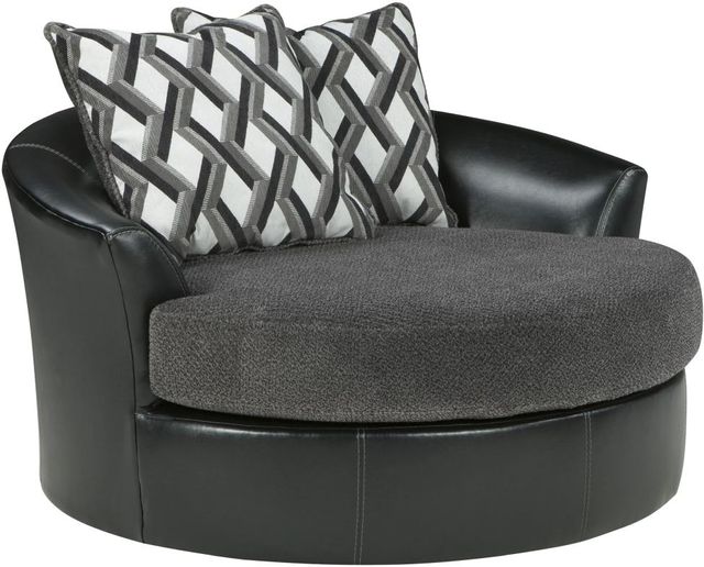 Benchcraft® Kumasi Smoke Oversized Swivel Accent Chair