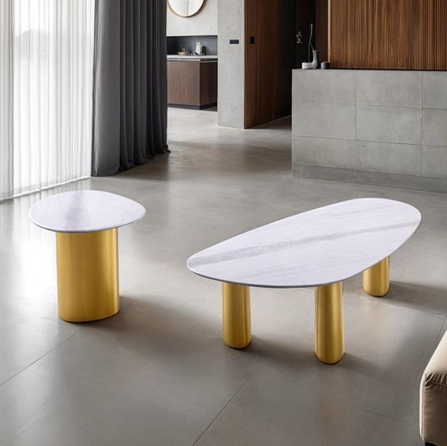 Furniture of America® Northwich White Coffee Table with Matte Gold Base-2