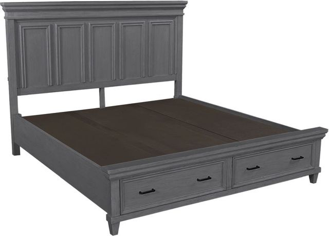 aspenhome® Caraway Aged Slate Queen Panel Storage Bed-2