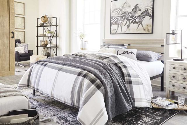 Signature Design by Ashley® Waylowe Natural/Black King Platform Bed-2