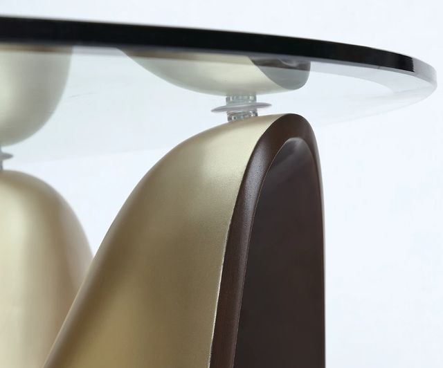 Michael Amini® Houston Glass Top Cocktail Table with Walnut Base-2