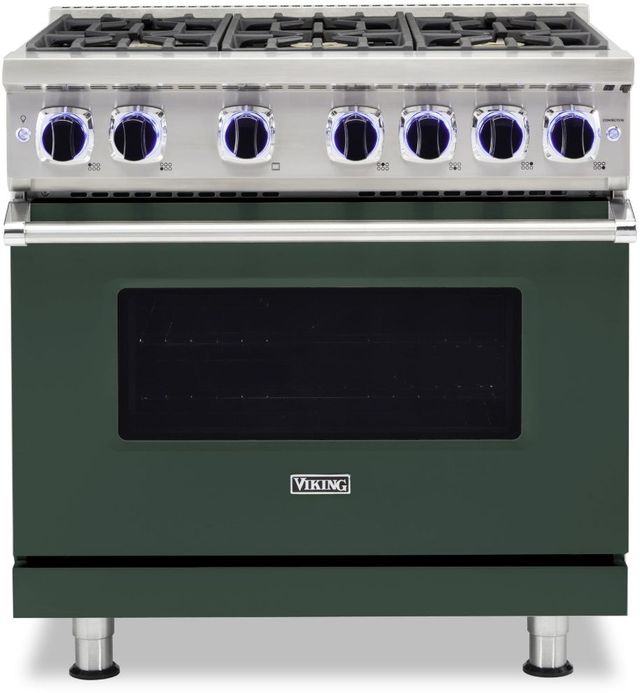 Viking® 7 Series 36" Blackforest Green Pro Style Natural Gas Range-0