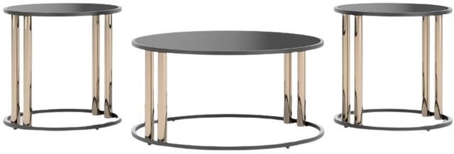 Signature Design by Ashley® Hannerly 3-Piece Black Glass Top Occasional Table Set with Black/Gold Base-0