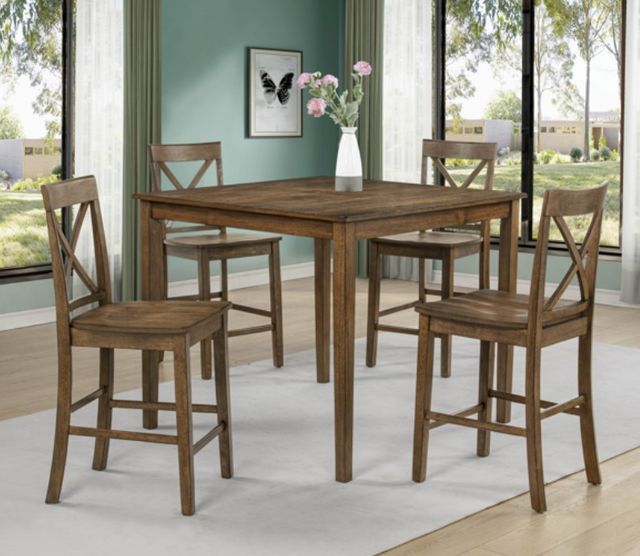 Crown Mark Theodore 5-Piece Brown Counter Table Set-1