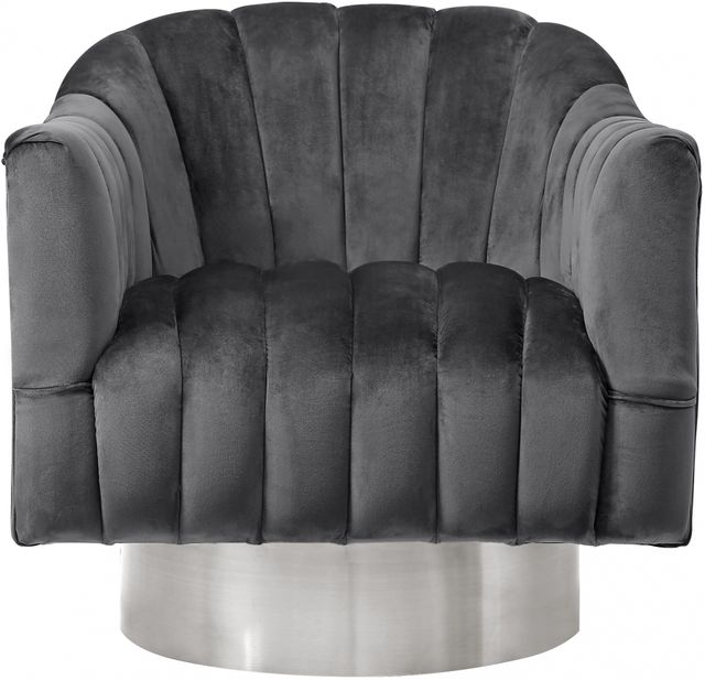 Meridian Furniture Farrah Grey/Chrome Velvet Swivel Chair-1