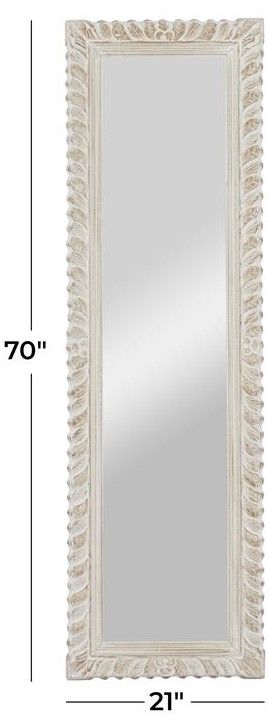 Deco Marche Brown Wood Leaf Intricately Carved Wall Mirror-2