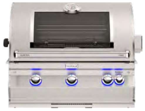 Fire Magic® Aurora 3-Burner Stainless Steel Built-In Natural Gas Grill with Magic View Window, Backburner and Rotisserie Kit-0
