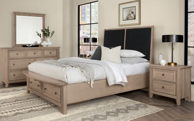 Vaughan-Bassett Woodbridge Black/Shadow Gray King Upholstered Panel Storage Bed-1