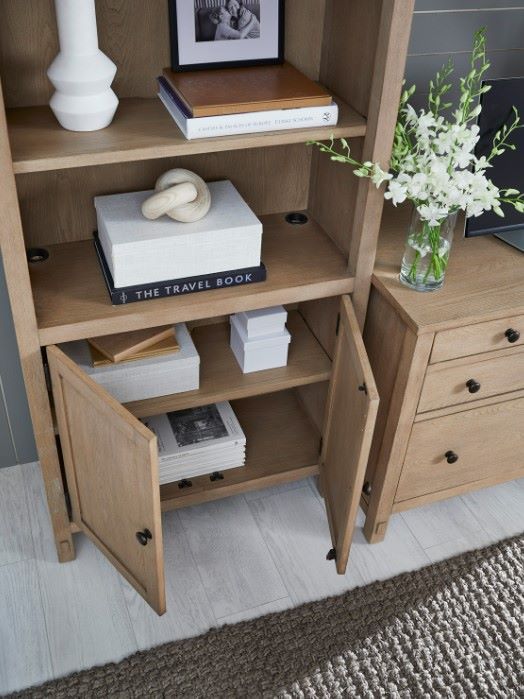 aspenhome® Emerson Light Elm Door Bookcase-3