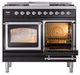 Ilve® Nostalgie II Noblesse 40'' Glossy Black Pro Style Dual Fuel Range with Chrome Trim-4