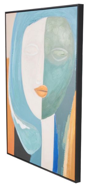 Deco Marche Multi-Colored Canvas Woman Impressionist Living Room Framed Wall Art with Brushed Paint Strokes and Black Frame-2