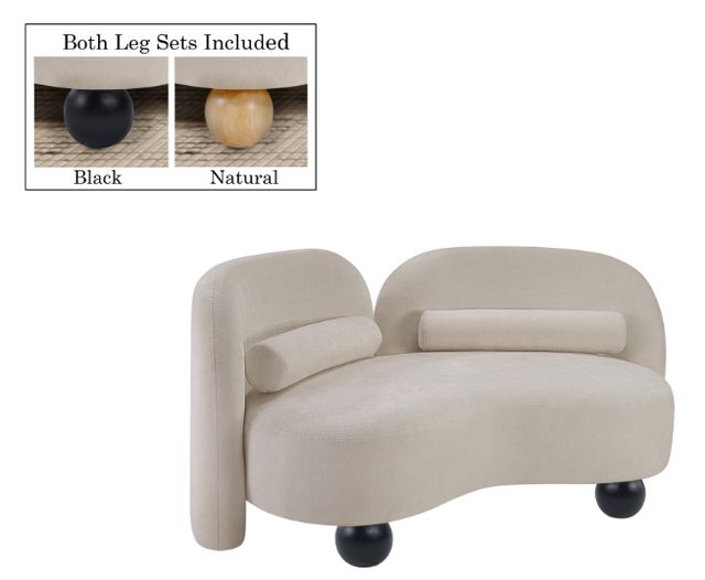 Meridian Furniture Daphne Beige 64" Chenille Fabric Loveseat-1