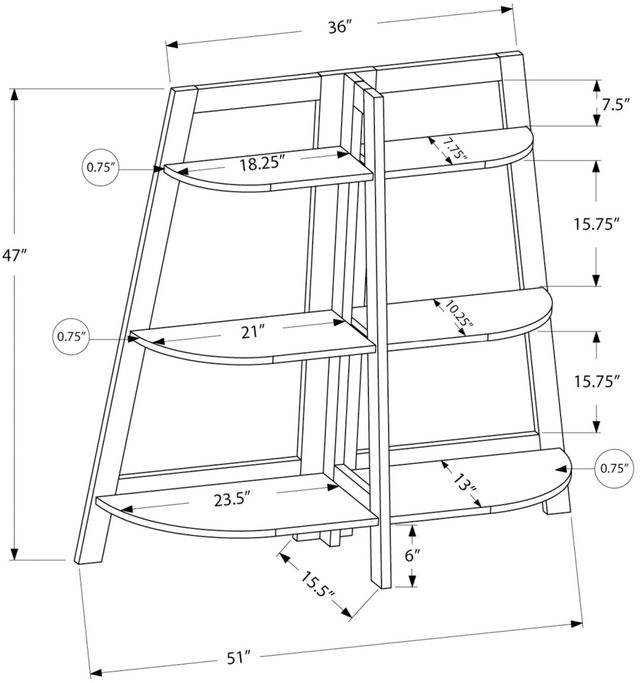 Monarch Specialties Inc. Espresso Bookcase-3