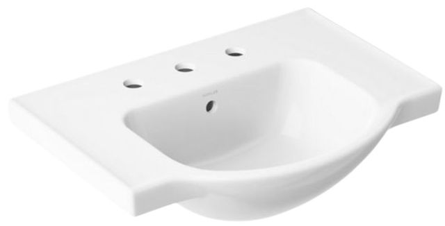 Kohler Veer® White 24" Widespread Square Pedestal Bathroom Sink-0