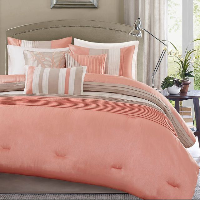 Olliix by Madison Park 7 Piece Coral King Amherst Comforter Set-1