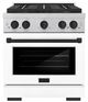 ZLINE Autograph Edition Paramount 30" 4.2 Cu. Ft. Satin Stainless Steel Dual Fuel Range with 4 Burner DuoPro™ Cooktop and Electric Convection Oven with White Matte Door and Matte Black Accents-0