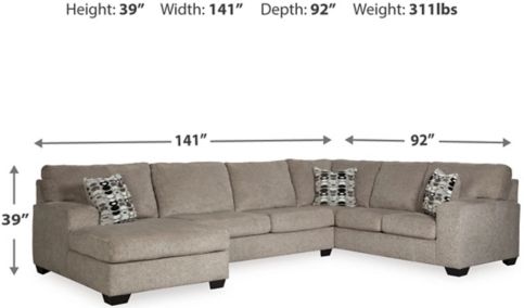 Signature Design by Ashley® Ballinasloe 3-Piece Platinum Left-Arm Facing Sectional and Chaise-1